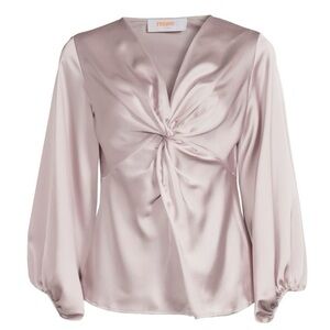 Renée C Front Twist Satin Blouse - Dusty Lavender